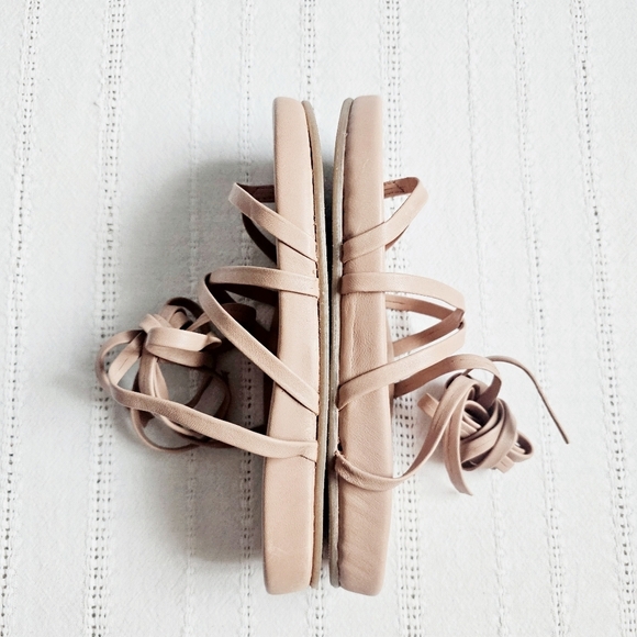 Beek Canary Tie Up Thong Sandals Honey Leather Ballet Flat Anthropologie 5 NEW - Picture 11 of 16